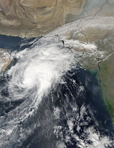 NASA's Aqua satellite captured this image on Oct. 29 at 09:00 UTC (5 a.m. EDT) as Tropical Cyclone Nilofar moved through the Arabian Sea toward a landfall in northwestern India. Image Credit: NASA Goddard MODIS Rapid Response Team