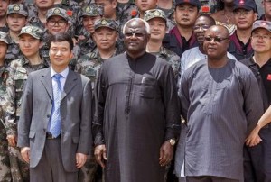 Sierra Leone's Vice President Isolated after Ebola attack 2 Chinese Ambassador Zhao Yanbo, center left, stands next to Sierra Leone's President Ernest Bai Koroma, center, and Sierra Leone's Vice President Samuel Sam-Sumana, centre right