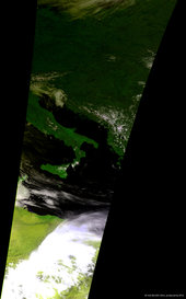 Astronaut plus Proba minisats snap solar eclipse 3 Proba-V sees eclipse darkening