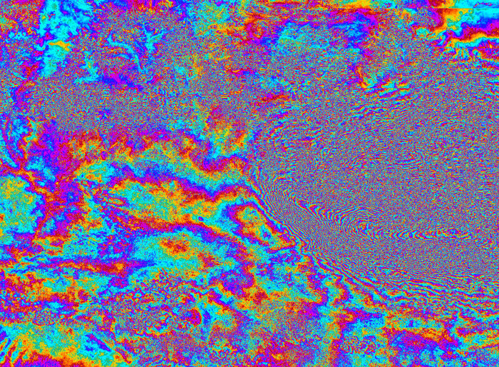 Nepal Earthquake on Rador 3 Nepal earthquake deformation: - Interferogram over Kathmandu, Nepal, generated from two Sentinel-1A scans on 17 and 29 April 2015 – before and after the 25 April earthquake. Each ‘fringe’ of colour represents about 3 cm of deformation. The large amount of fringes indicates a large deformation pattern with ground motions of 1 m or more. Copyright Contains Copernicus data (2015)/ESA/DLR Microwaves and Radar Institute/GFZ/e-GEOS/INGV–ESA SEOM INSARAP study