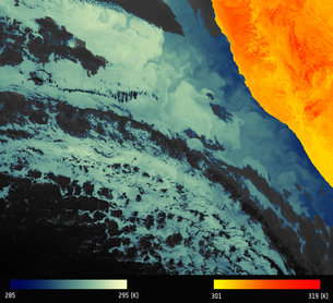 Sentinel-3A feels the heat 2 Thermal signature of Namibian coastline