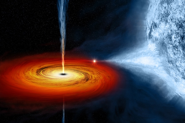 A method to image black holes 2 An artist's drawing a black hole named Cygnus X-1. It formed when a large star caved in. This black hole pulls matter from the blue star beside it. Image: M.Weiss/NASA/CXC