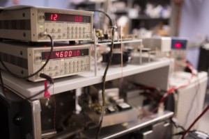 A modified orbitrap mass spectrometer in the Coon Laboratory.  The modifications illuminate trapped protein ions with infrared photons, providing the basis of a new protein sequencing technology. PHOTO: NICK WILKES 