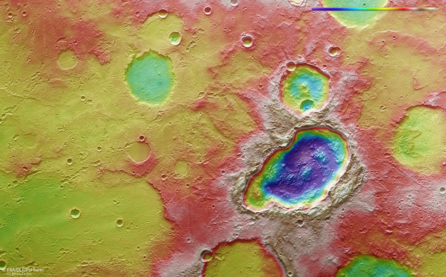 Topography of a triple crater large