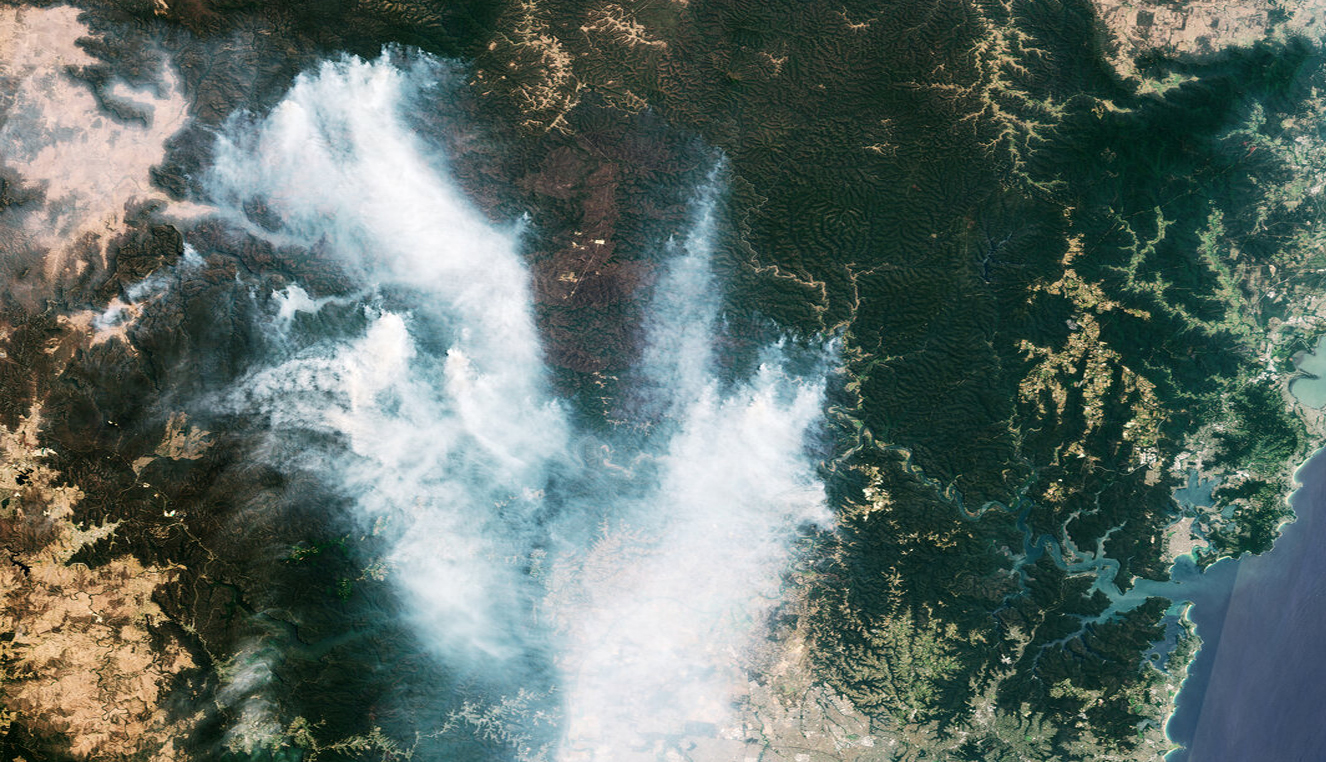 Satellite captured smoke in Australia