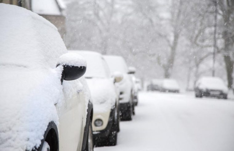 snow covered car