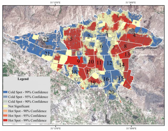 Population heatmap of Tehran