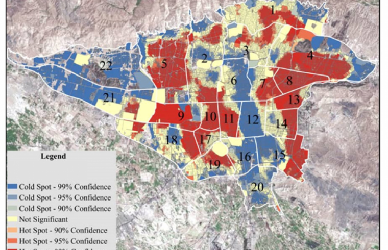 Population heatmap of Tehran